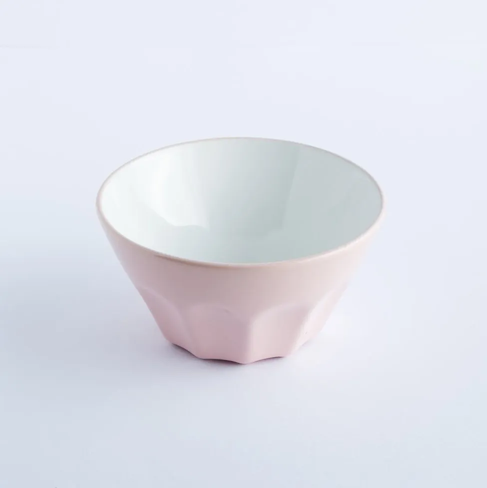 BW20-0142 - Pink White Ceramic Bowl - 5.5" 2.75" (DH)