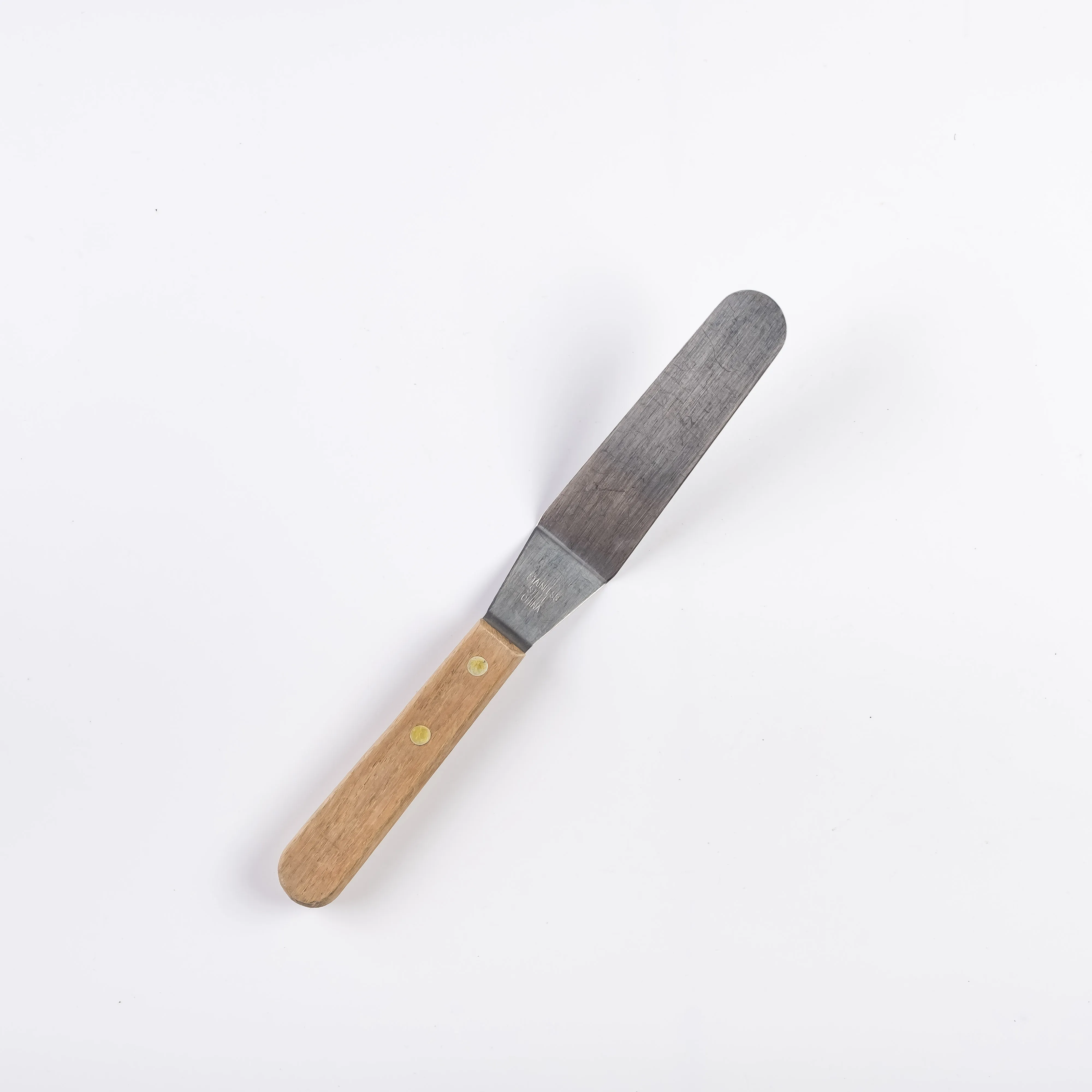 UT21-0102 - Silver Brown Metal Offset spatula - 10" (L)