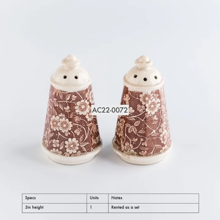 AC22-0072 - Brown White Ceramic Salt and Pepper Shakers - 3" (H)