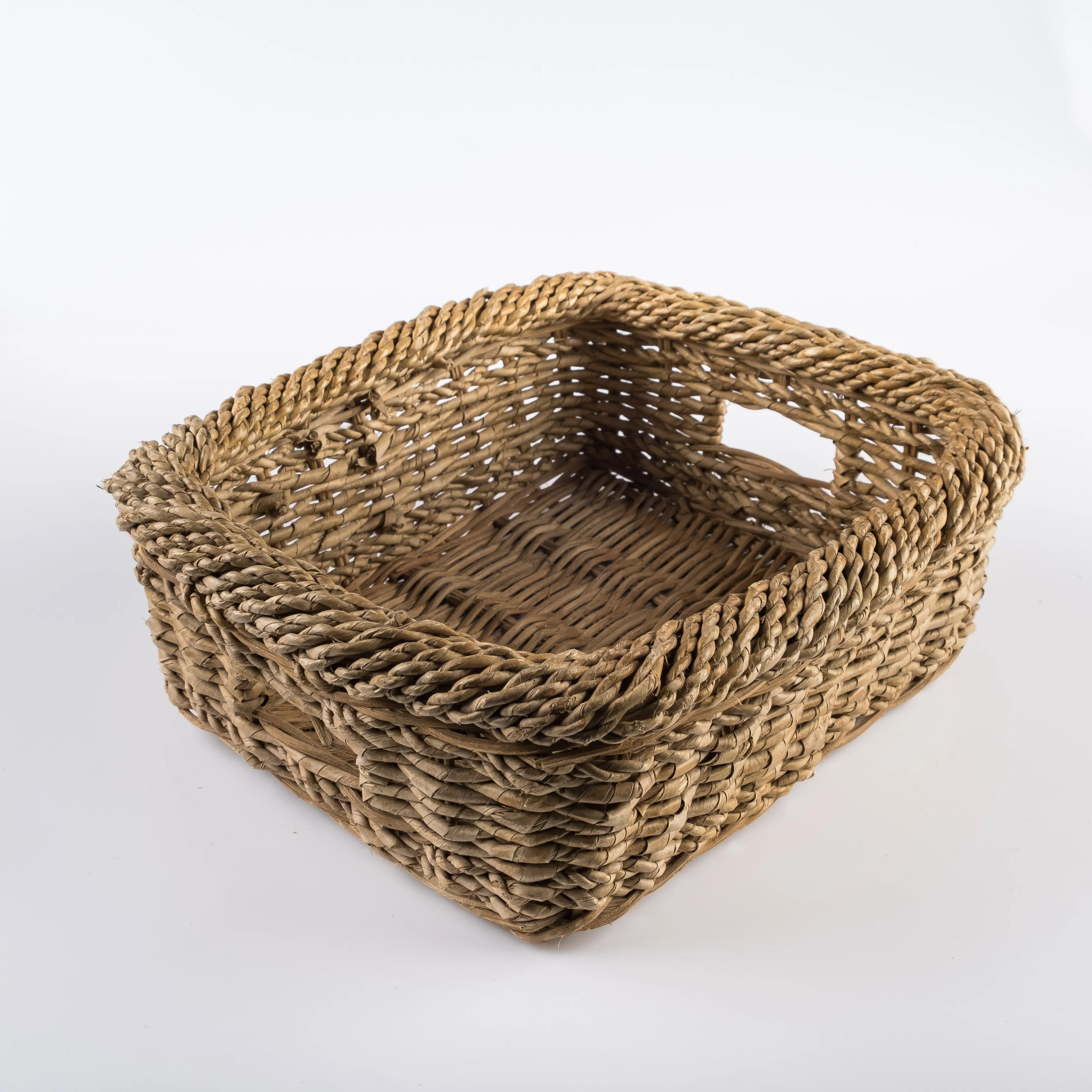 WW21-0068 - Brown Fiber Basket - 13.5" 12" 4.75" (LWH)