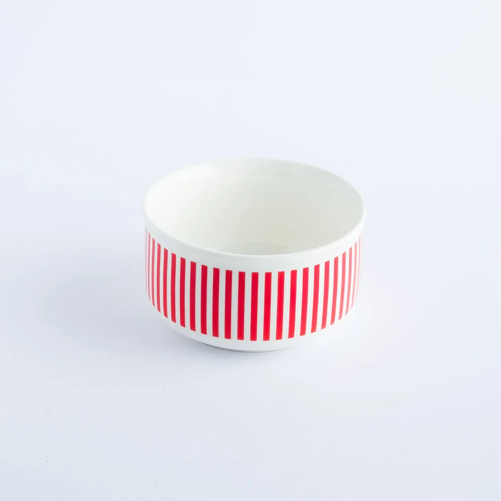 BW20-0159 - Red White Ceramic Bowl - 5" 2.5" (DH)