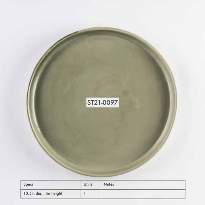 ST21-0097 - Green Stoneware Plate - 10.5" 1" (DH)