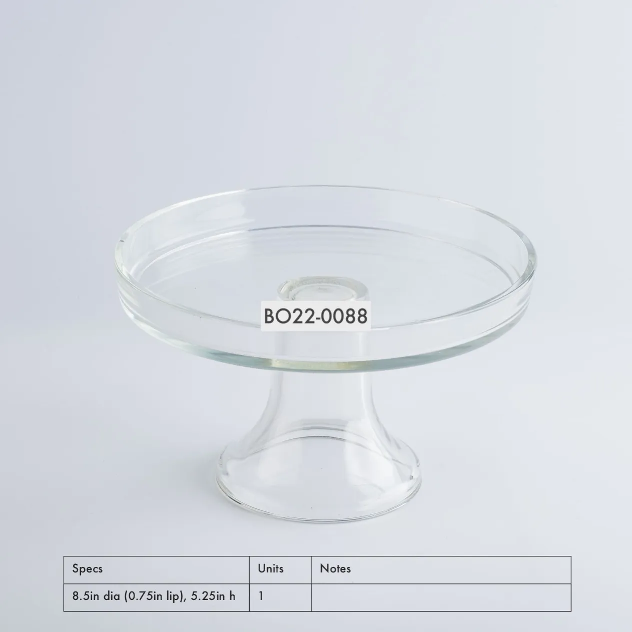 BO22-0088 - Clear Glass Cake Stand - 8.5" 5.25" (DH)