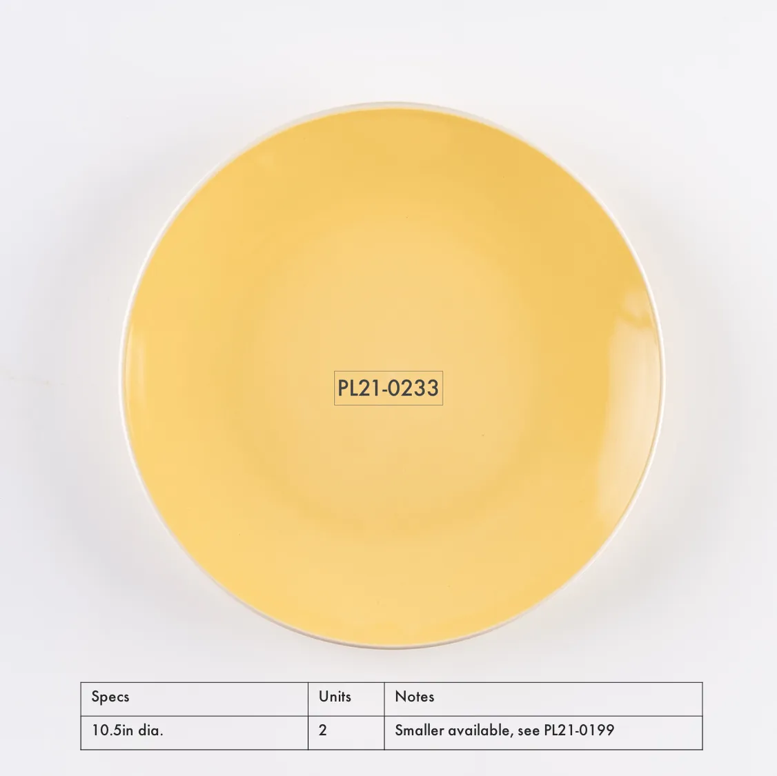 PL21-0233 - Yellow Ceramic Plate - 10.5" (D)