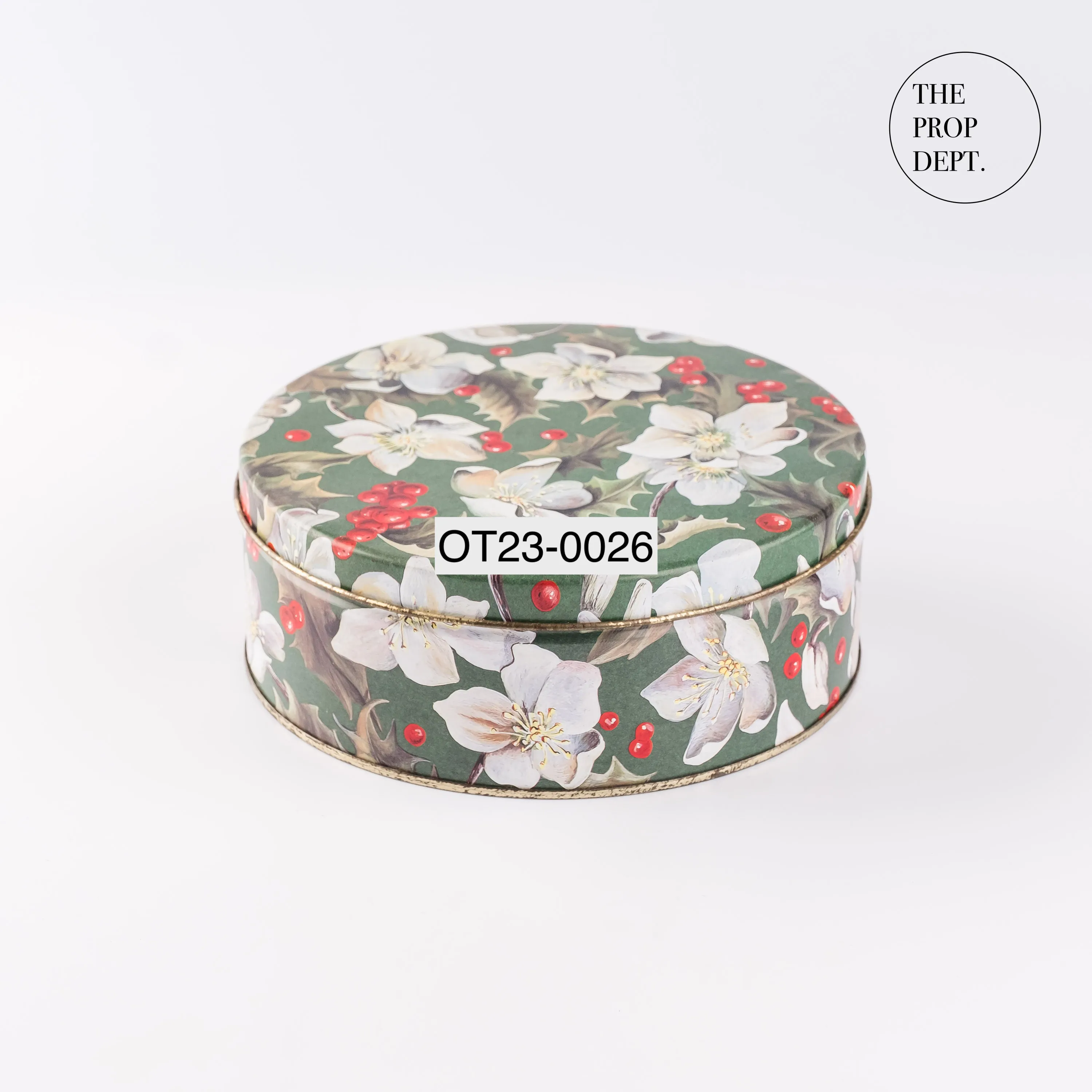 OT23-0026 - Green Red Metal Tin Box - 7" 2.75" (DH)