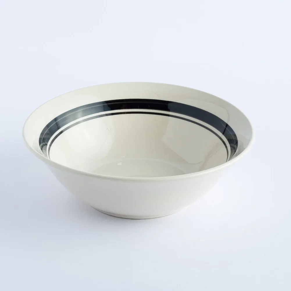 BW20-0126 - White Black Ceramic Bowl - 7.25" 2.25" (DH)