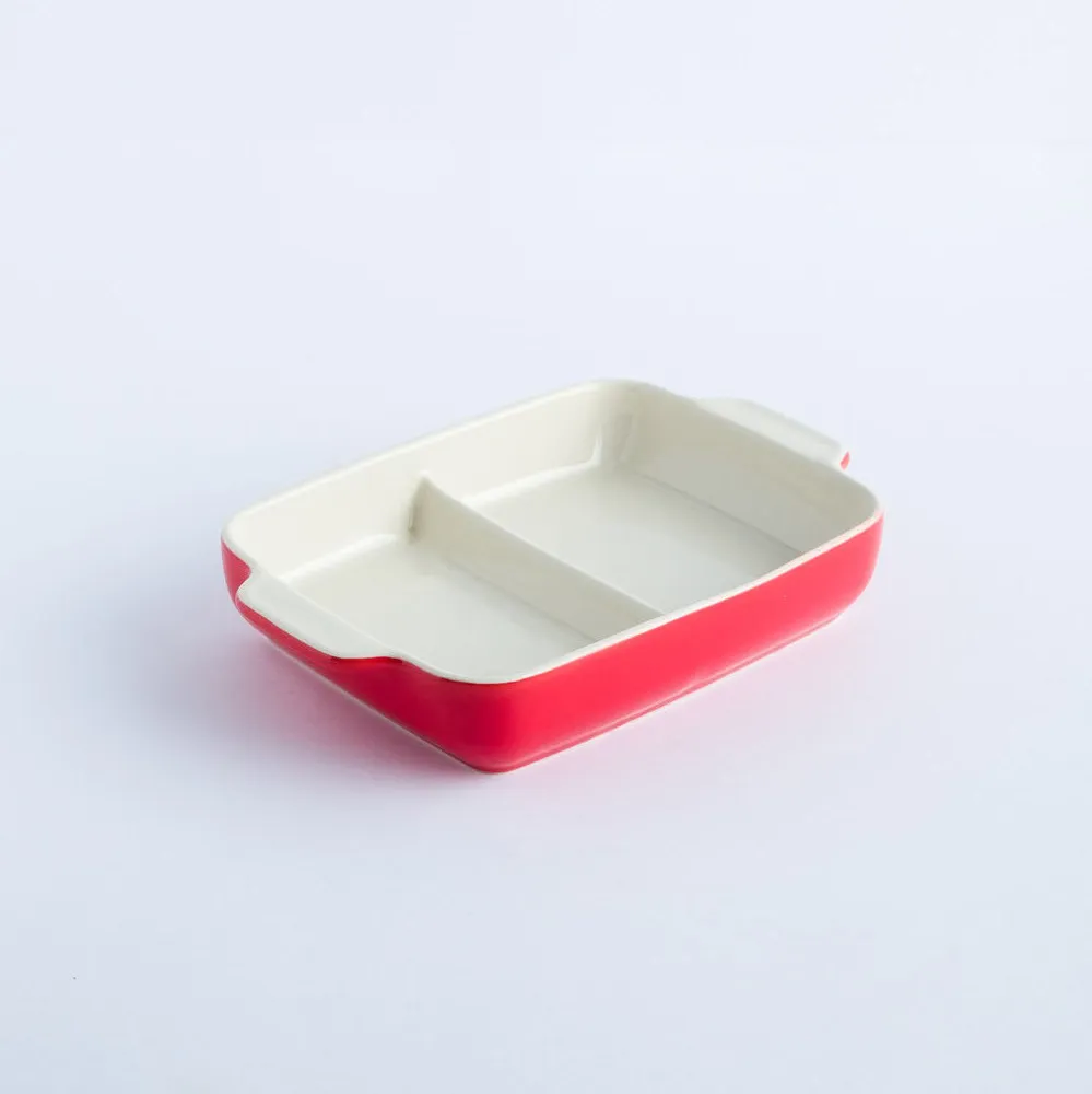BW20-0148 - Red White Ceramic Bowl - 7" 4.5" 1.25" (LWH)