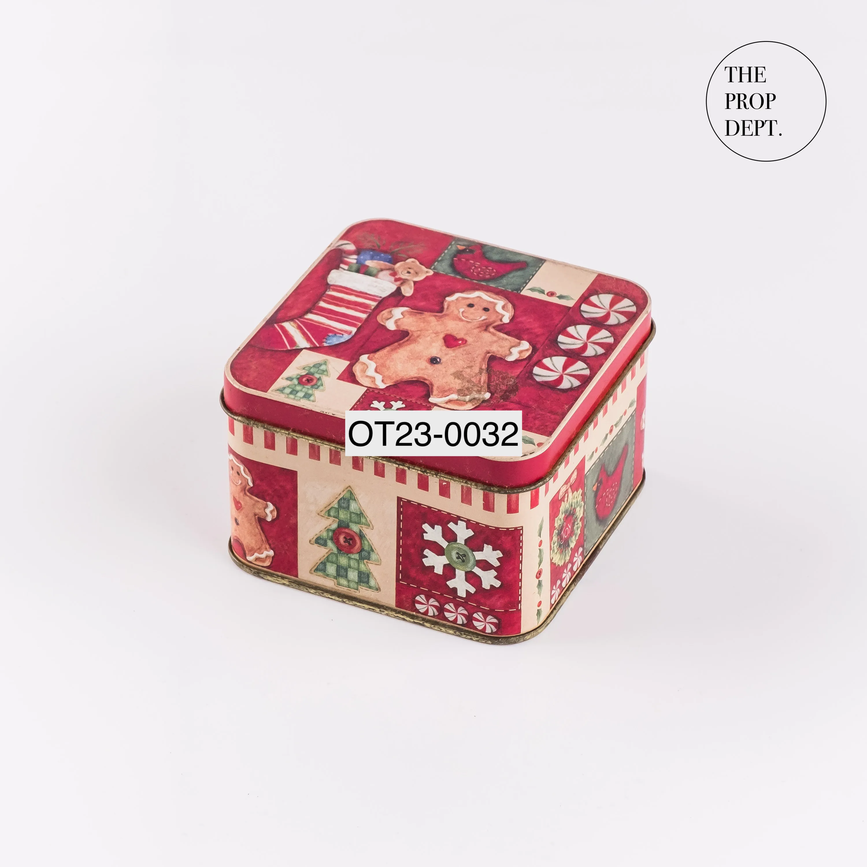 OT23-0032 - Red Green Metal Tin Box - 3.5" 3.5" 2.5" (LWH)