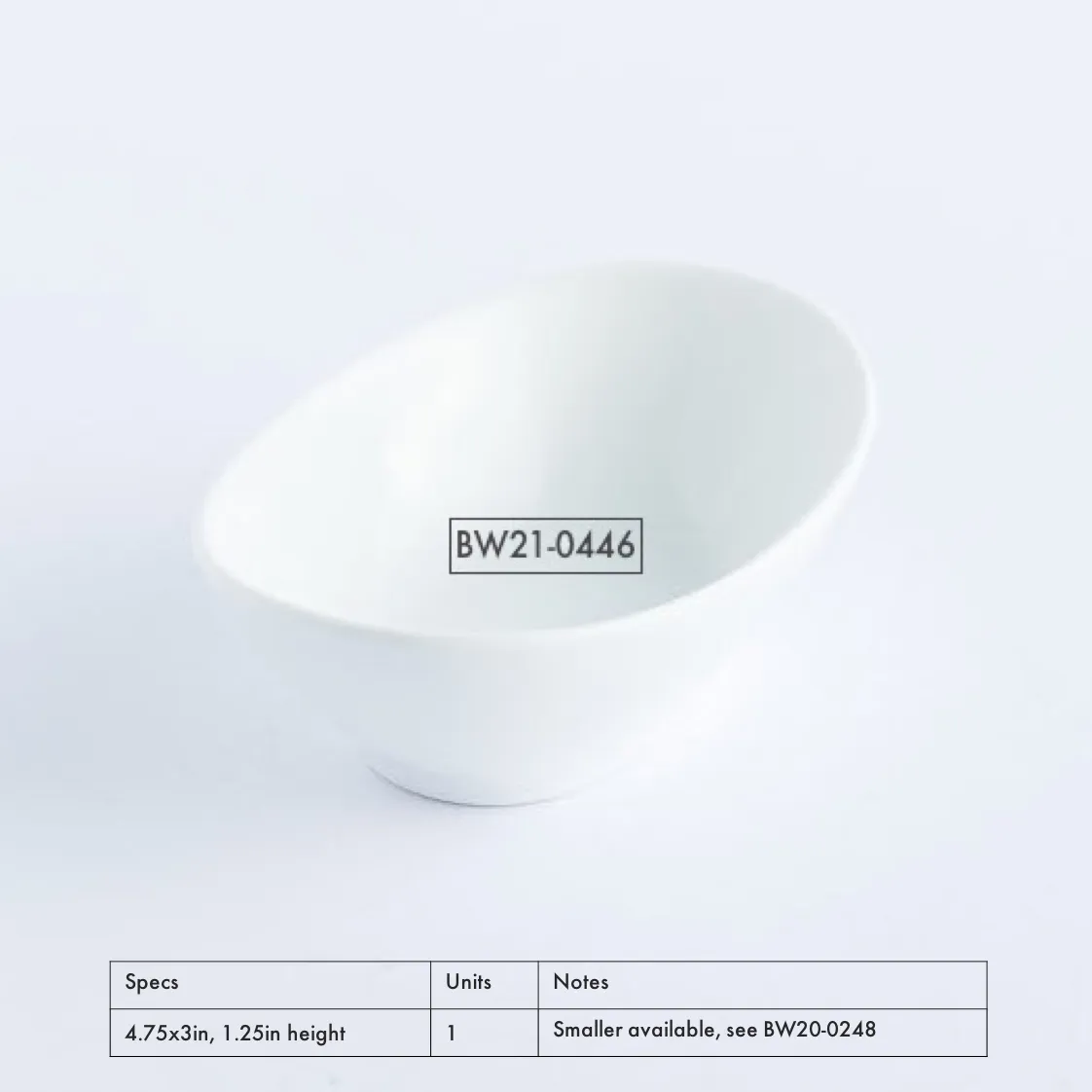 BW21-0446 - White Ceramic Soy Dish - 4.75" 3" 1.25" (LWH)