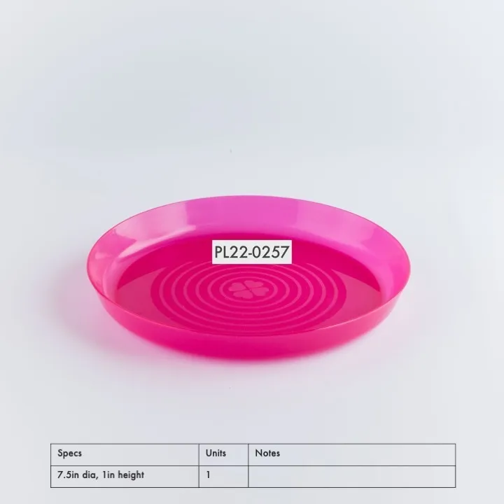 PL22-0257 - Pink Plastic Plate - 7.5" 1" (DH)