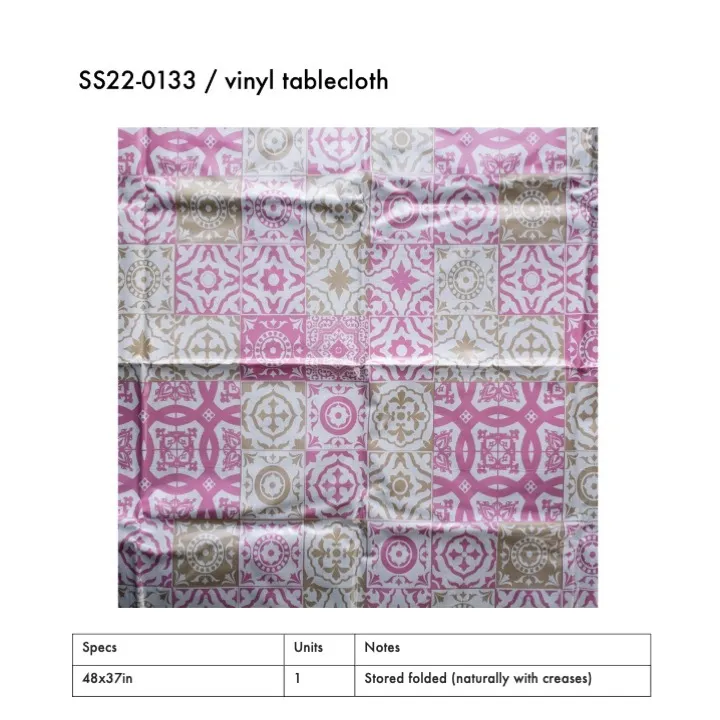 SS22-0133 - Pink Vinyl Tablecloth - 48" 37" (LW)