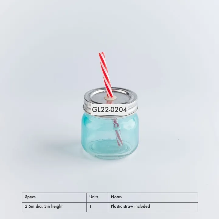 GL22-0204 - Blue Red Drinking Glass - 2.5" 3" (DH)