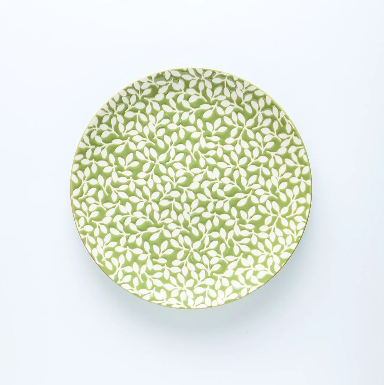 PL20-0039 - Green White Ceramic Plate - 8.25" (D)