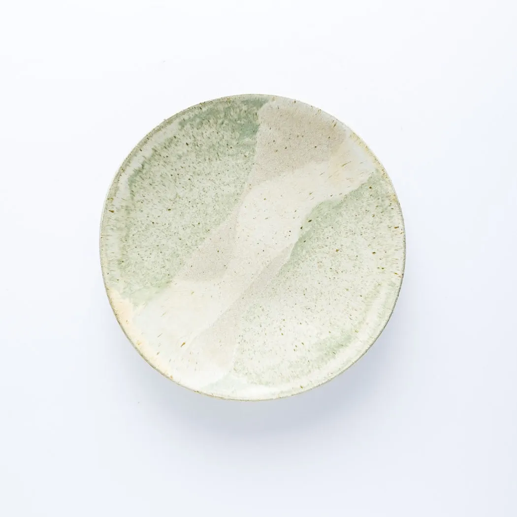 ST20-0053 - Green White Stoneware Plate - 7.25" (D)