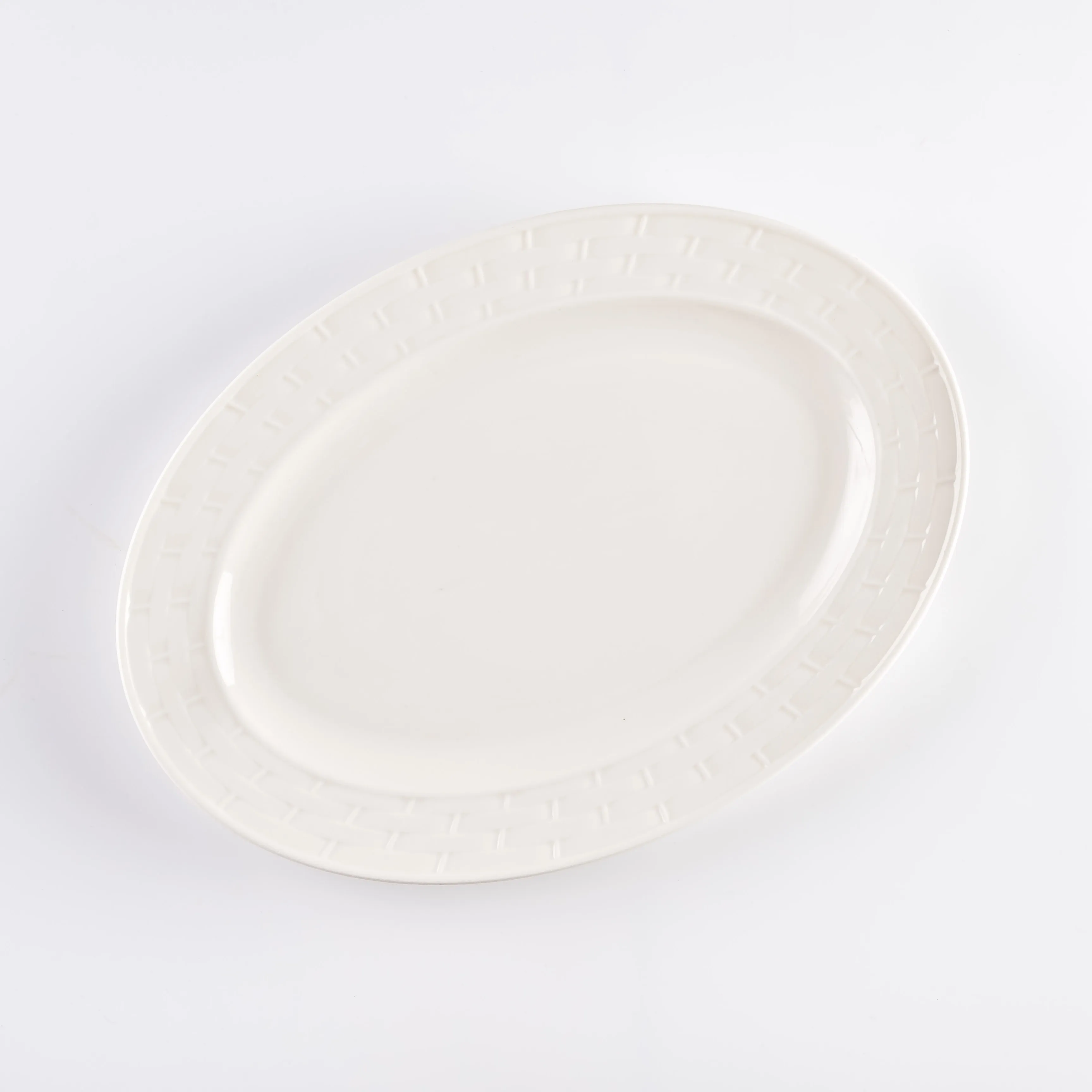 PL21-0170 - White Ceramic Plate - 11.75" 8.25" (LW)