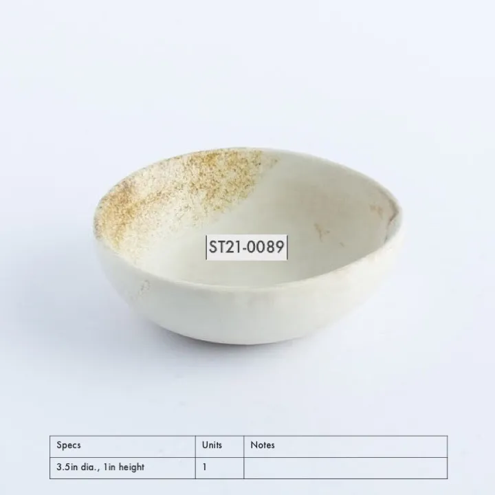 ST21-0089 - White Stoneware Soy Dish - 3.5" 1" (DH)