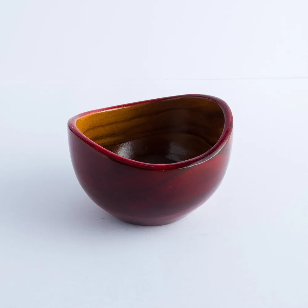 BW20-0170 - Red Brown Wood Bowl - 6" 3.25" (DH)