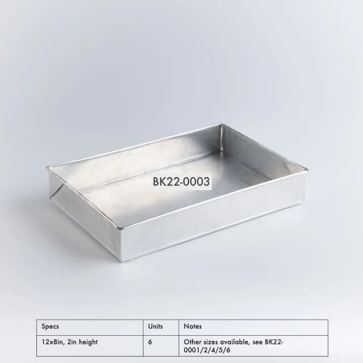 BK22-0003 - Silver Metal Baking pan - 12" 8" 2" (LWH)