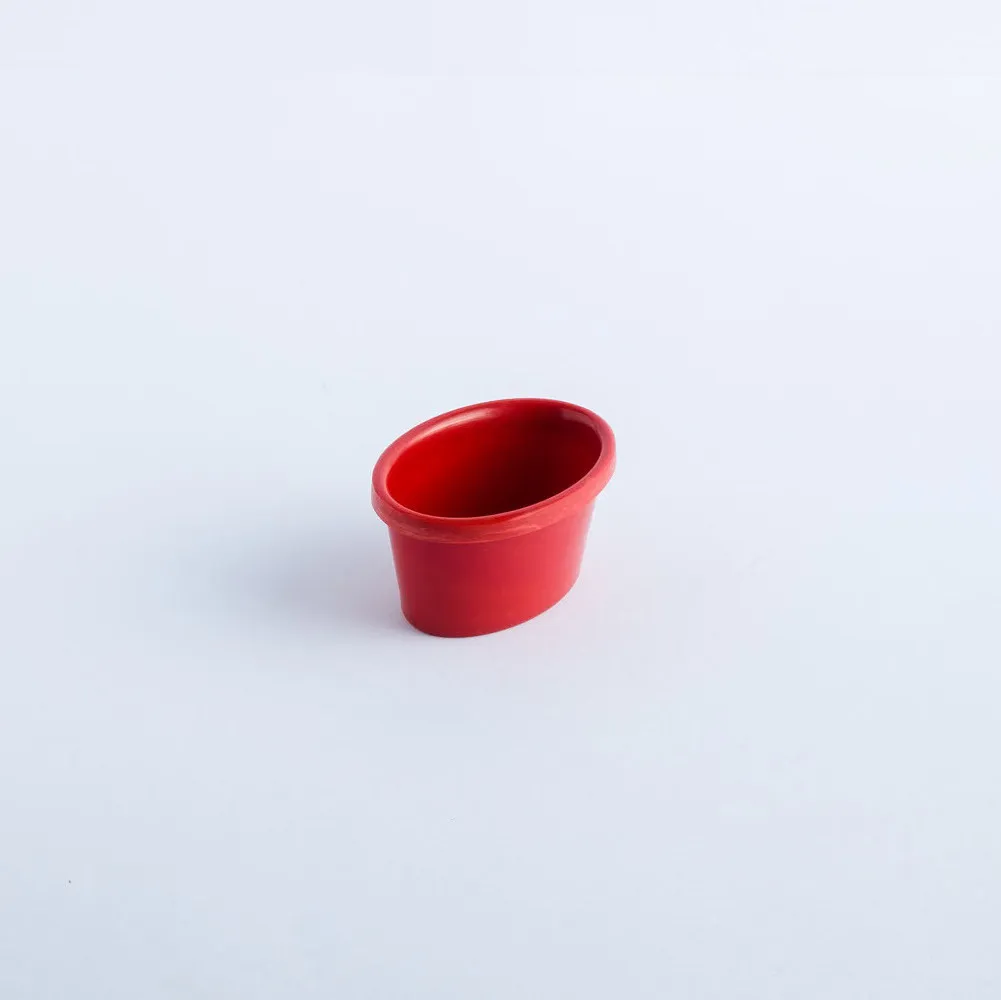 BW20-0239 - Red Ceramic Soy Dish - 3" 2" 1.5" (LWH)
