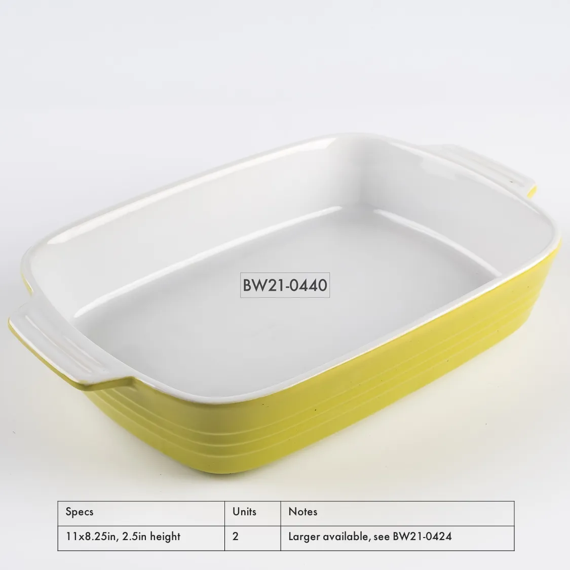 BW21-0440 - Green White Ceramic Casserole - 11" 8.25" 2.5" (LWH)