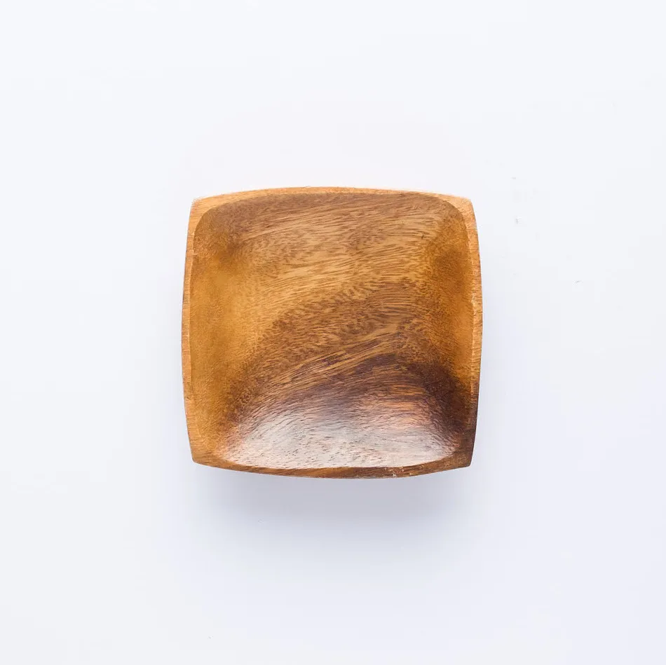 WW20-0009 - Brown Wooden Wares - 4.25" 4.25" 1" (LWH)