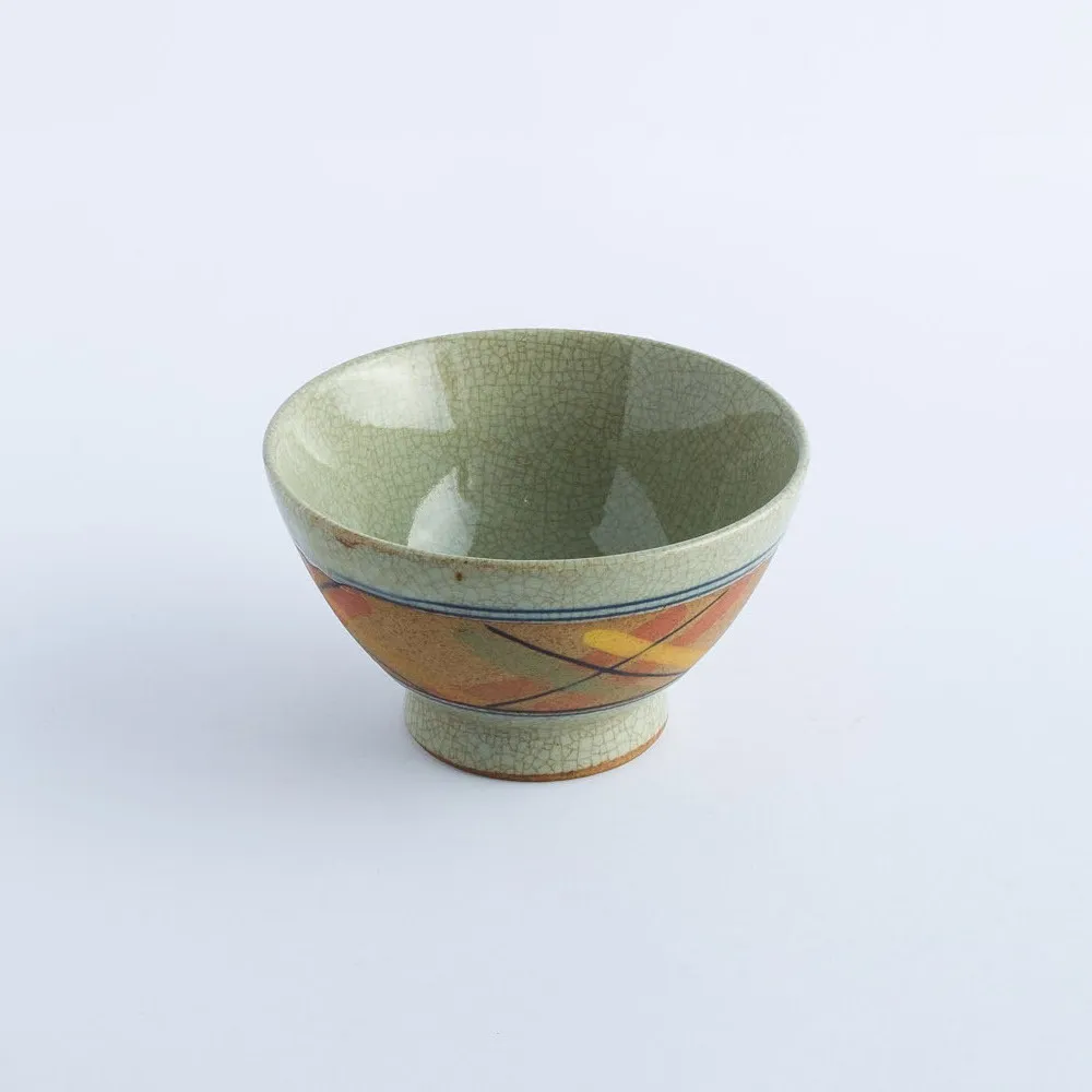 BW20-0118 - Green Orange Ceramic Bowl - 4.5" 2.75" (DH)