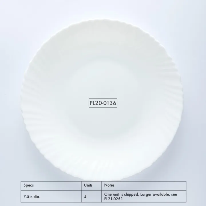 PL20-0136 - White Ceramic Plate - 7.5" (D)