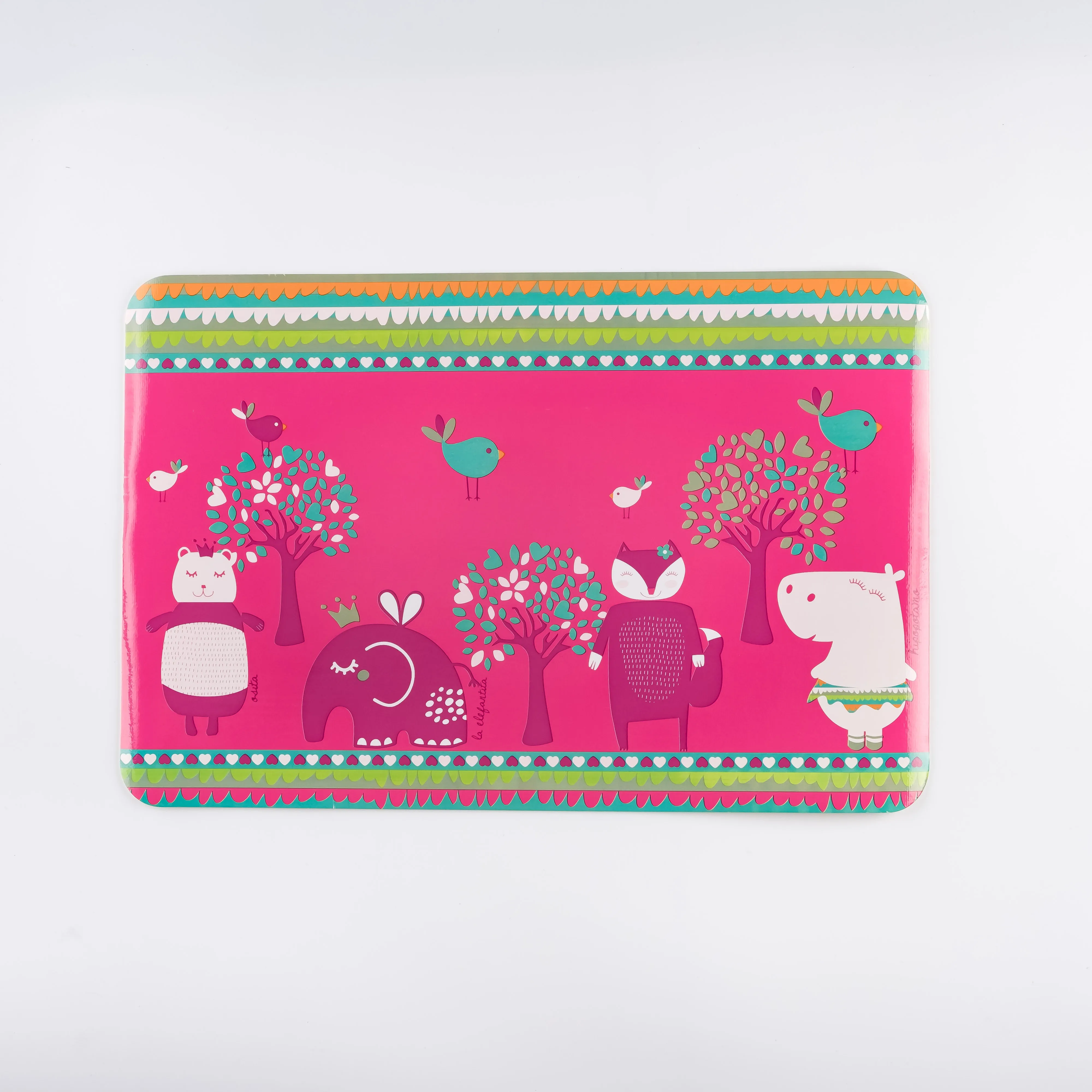 PM21-0077 - Pink Blue Plastic Placemat - 17.25" 11.5" (LW)