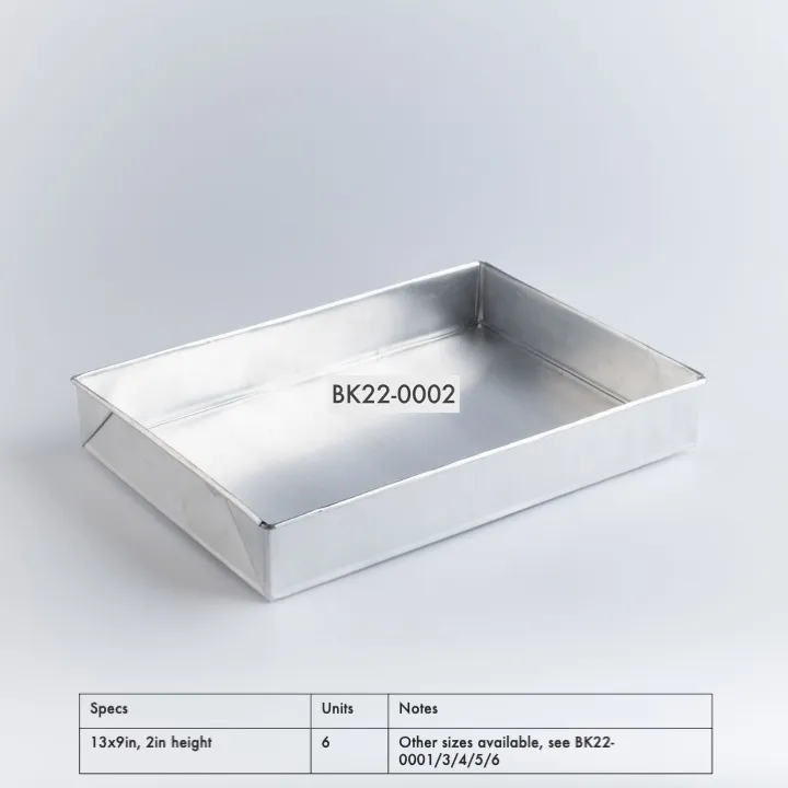 BK22-0002 - Silver Metal Baking pan - 13" 9" 2" (LWH)