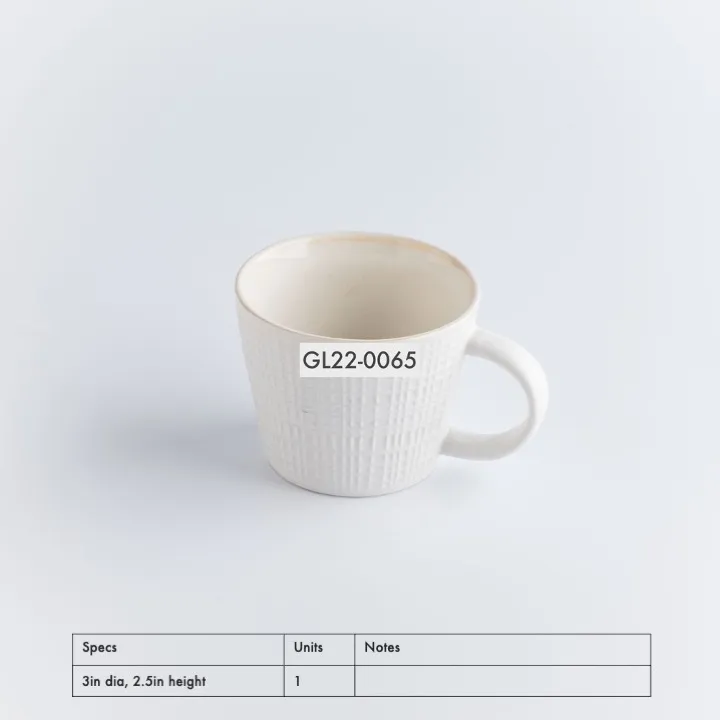 GL22-0065 - White Cup With Handle - 3" 2.5" (DH)