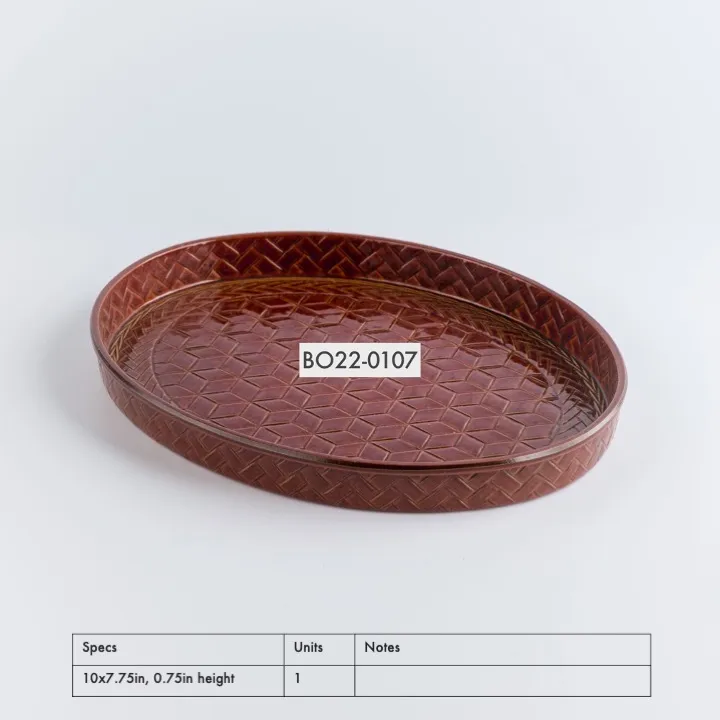 BO22-0107 - Red Plastic Tray - 10" 7.75" 0.75" (LWH)