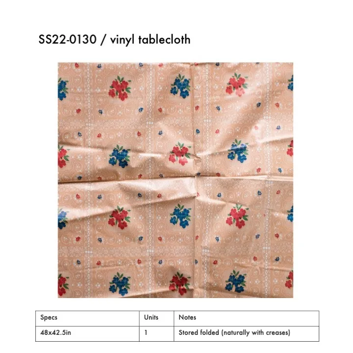 SS22-0130 - Orange Vinyl Tablecloth - 48" 42.5" (LW)