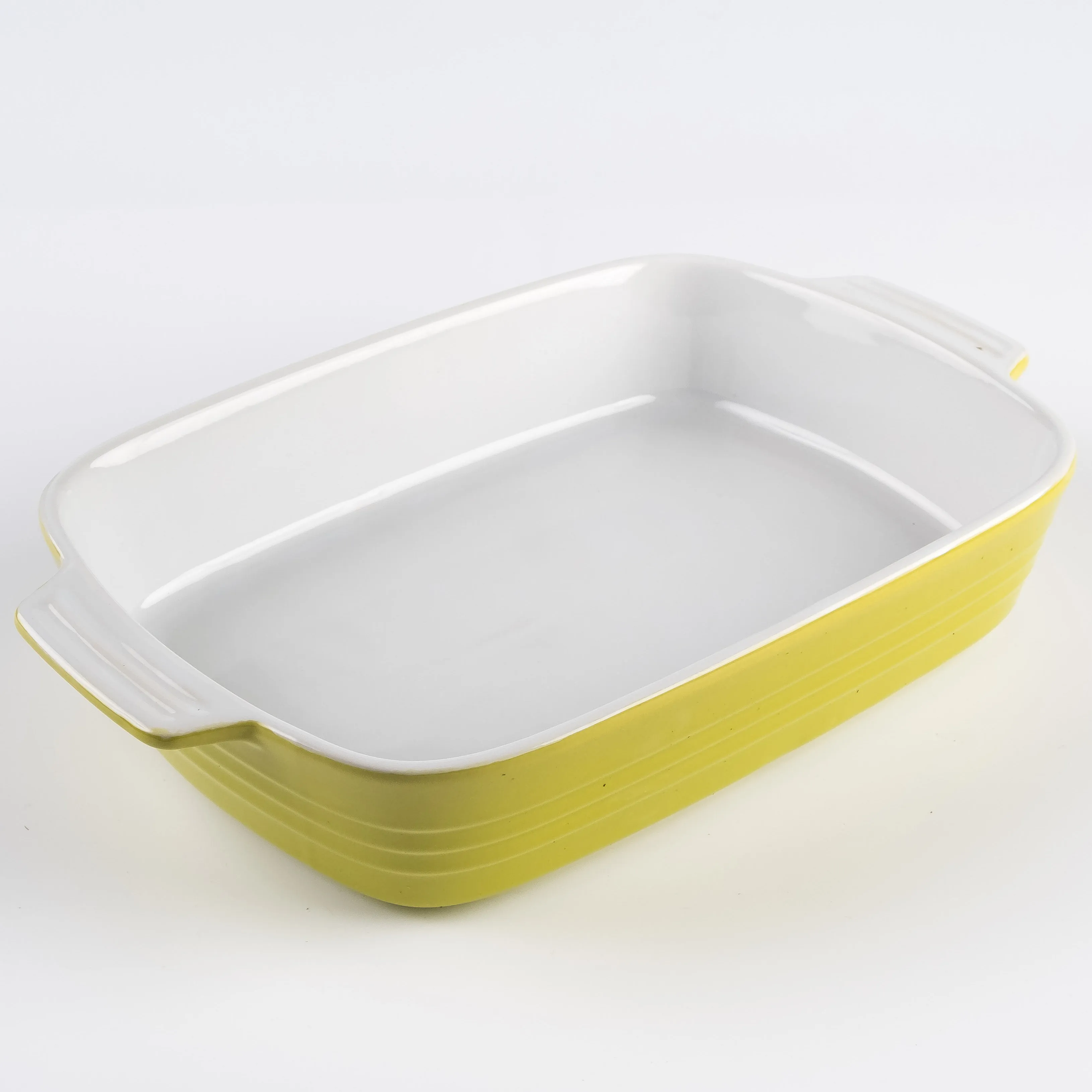 BW21-0424 - Green White Ceramic Casserole - 13" 9.25" 2.75" (LWH)