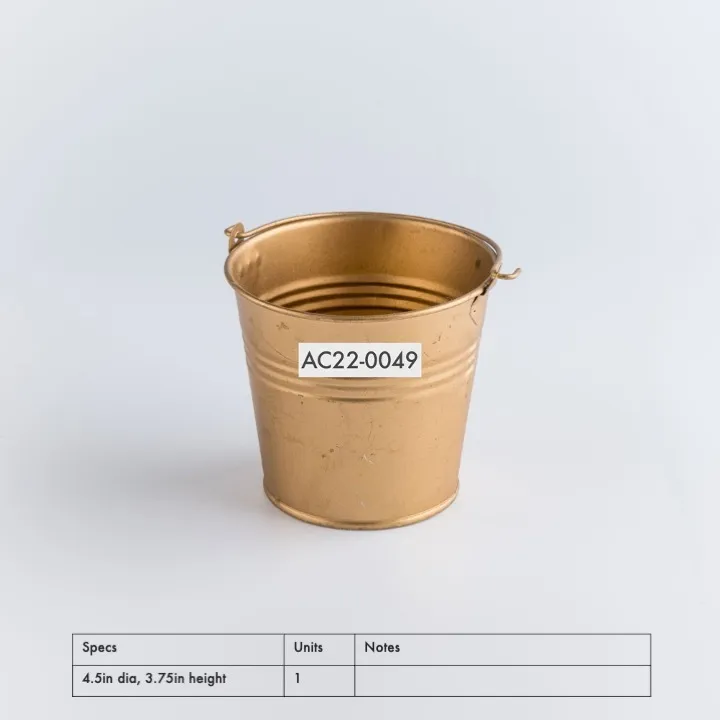 AC22-0049 - Gold Metal Bucket - 4.5" 3.75" (DH)