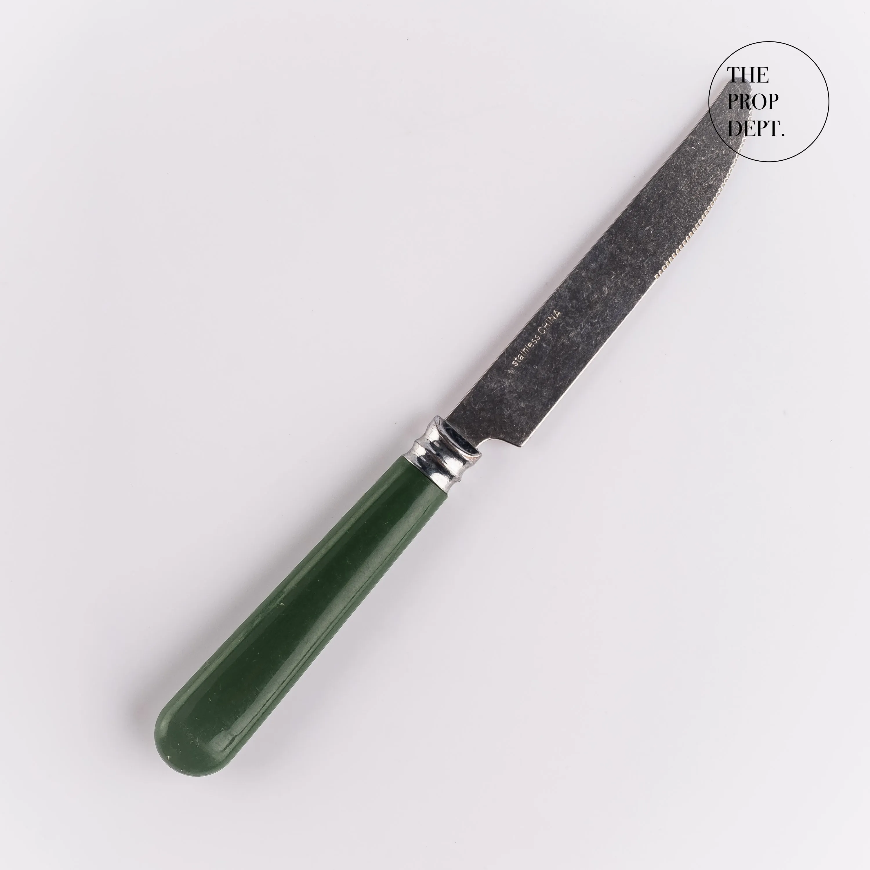 UT23-0318 - Silver Green Metal Knife - 8.5" (L)