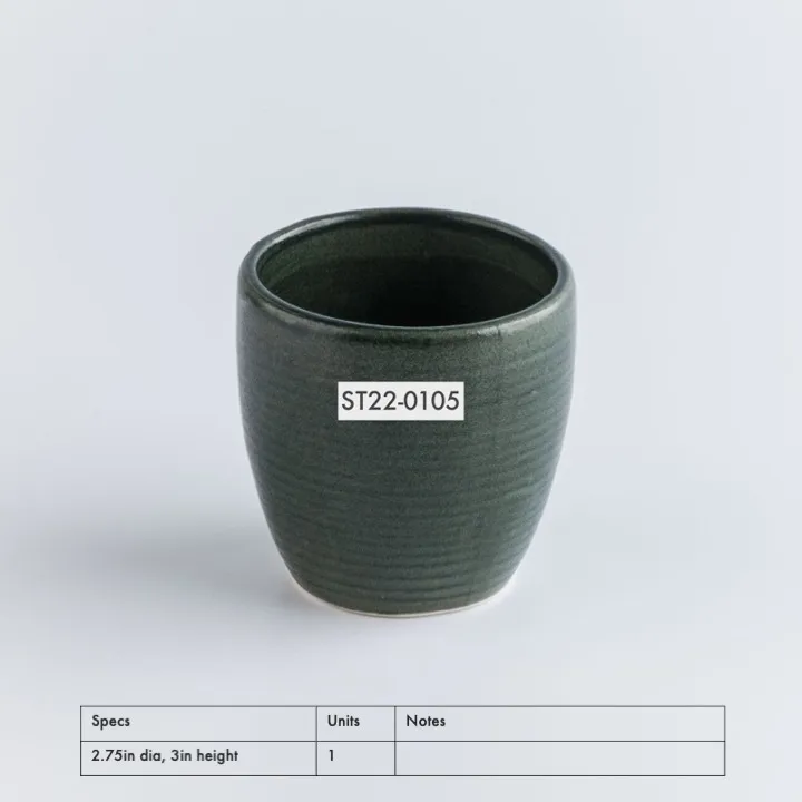 ST22-0105 - Green Stoneware Drinking Glass - 2.75" 3" (DH)