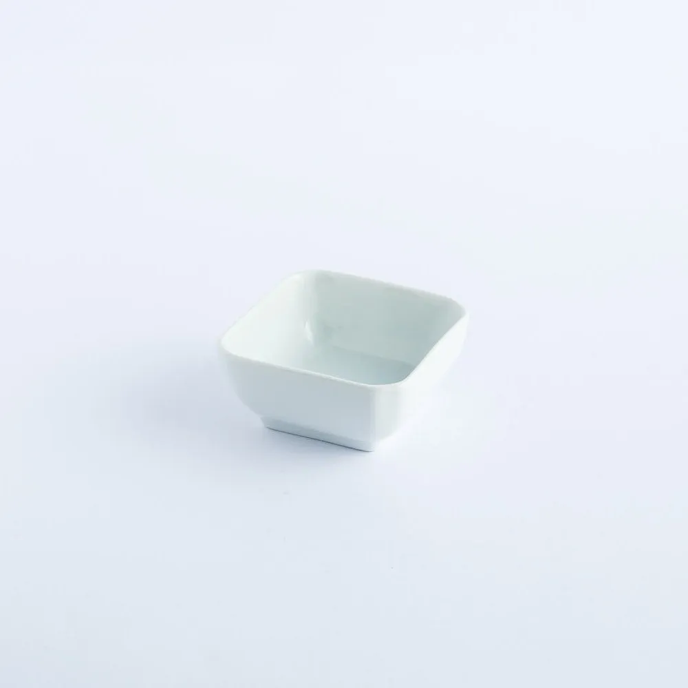 BW20-0247 - White Ceramic Soy Dish - 3" 3" 1" (LWH)