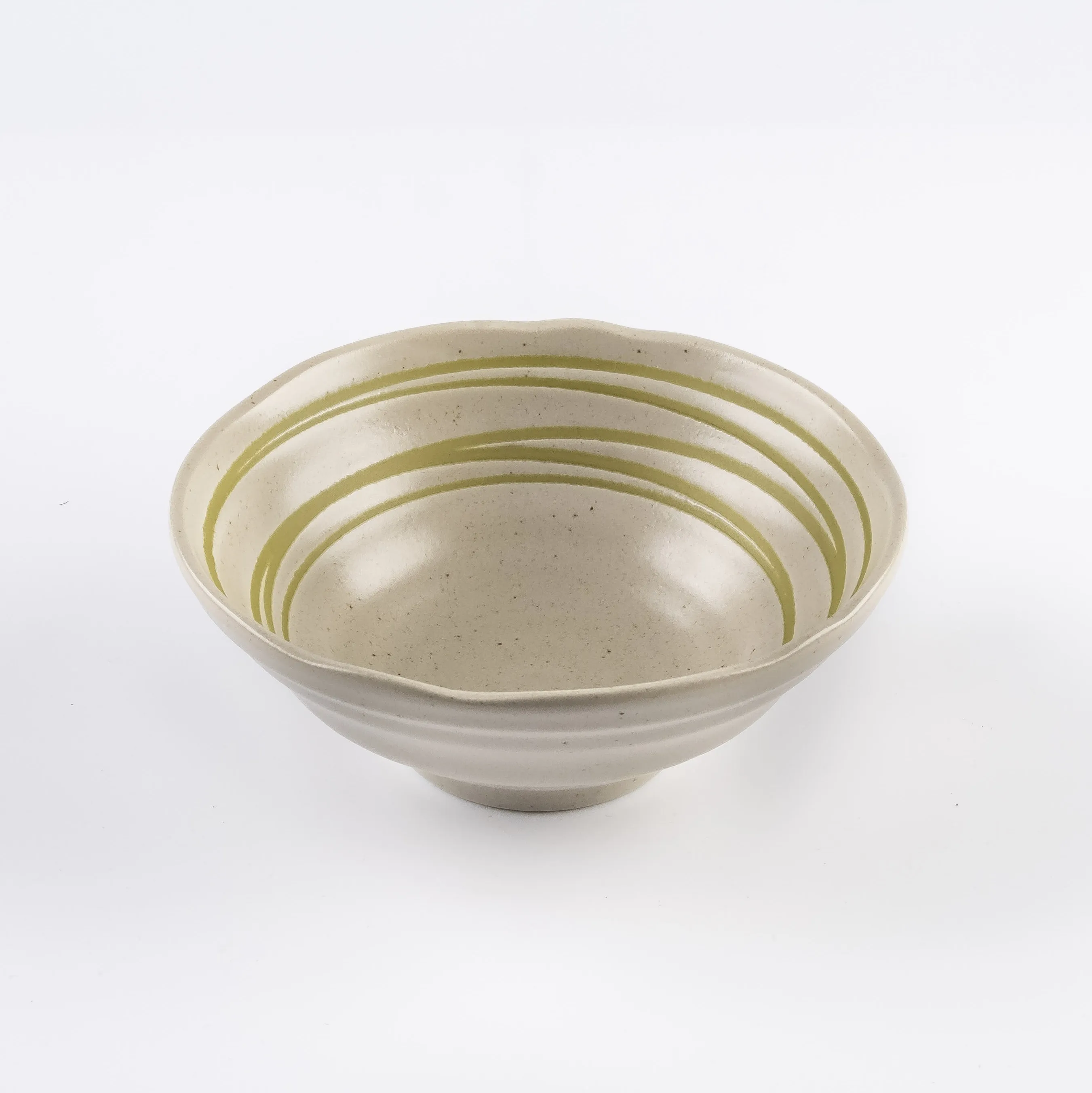 BW21-0378 - Green Beige Ceramic Bowl - 7" 2.75" (DH)