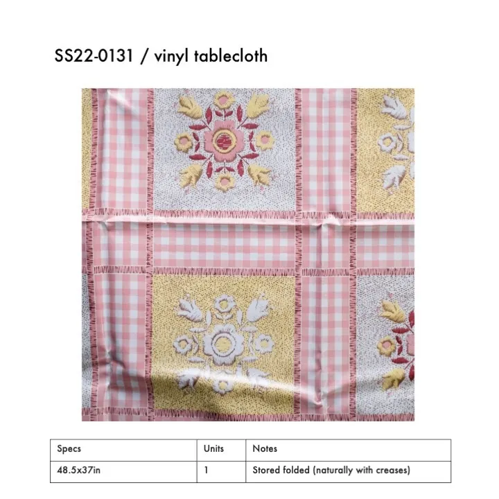 SS22-0131 - Pink Yellow Vinyl Tablecloth - 48.5" 37" (LW)
