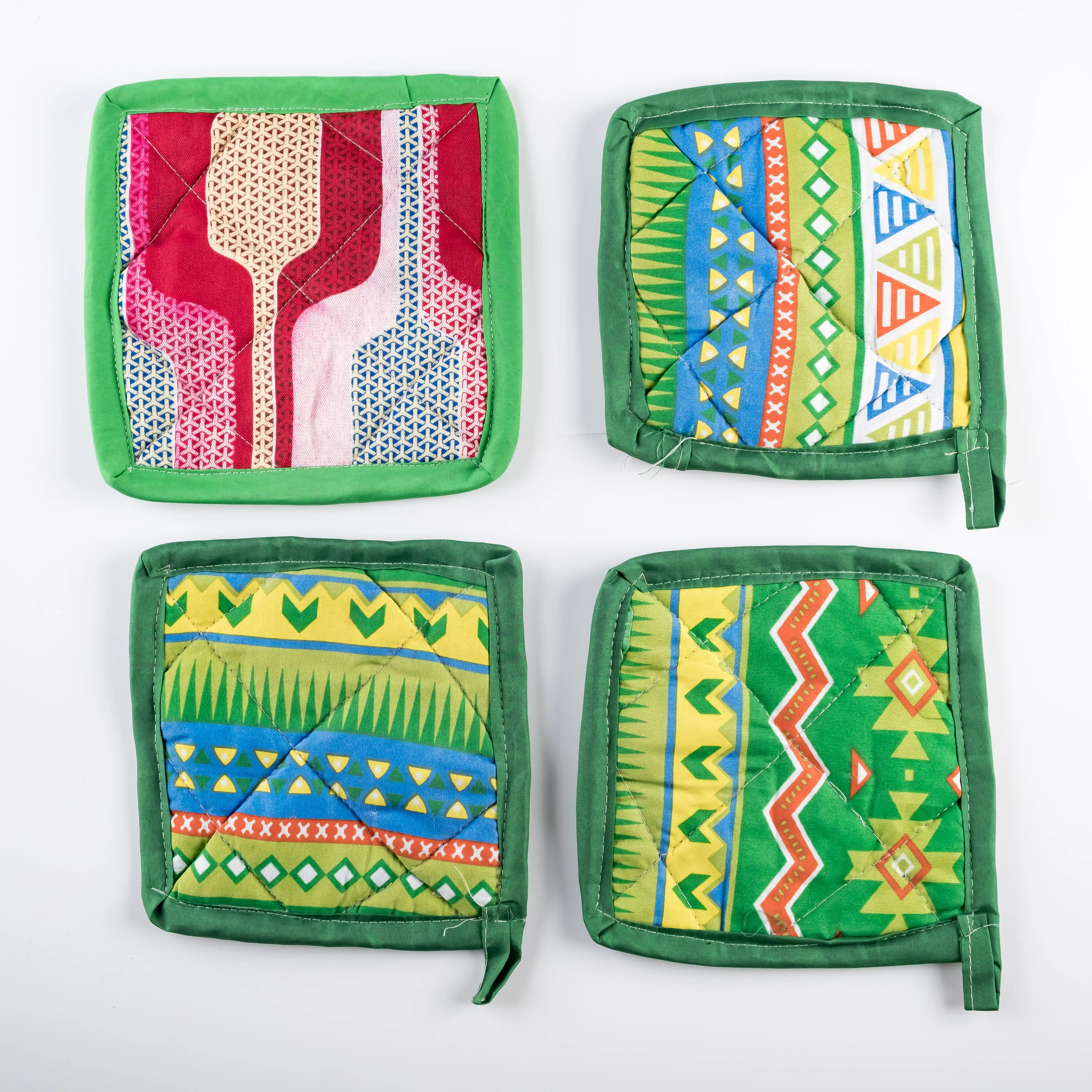 AC21-0025 - Green Blue Fabric Oven mitt - 7.25" 7.25" (LW)