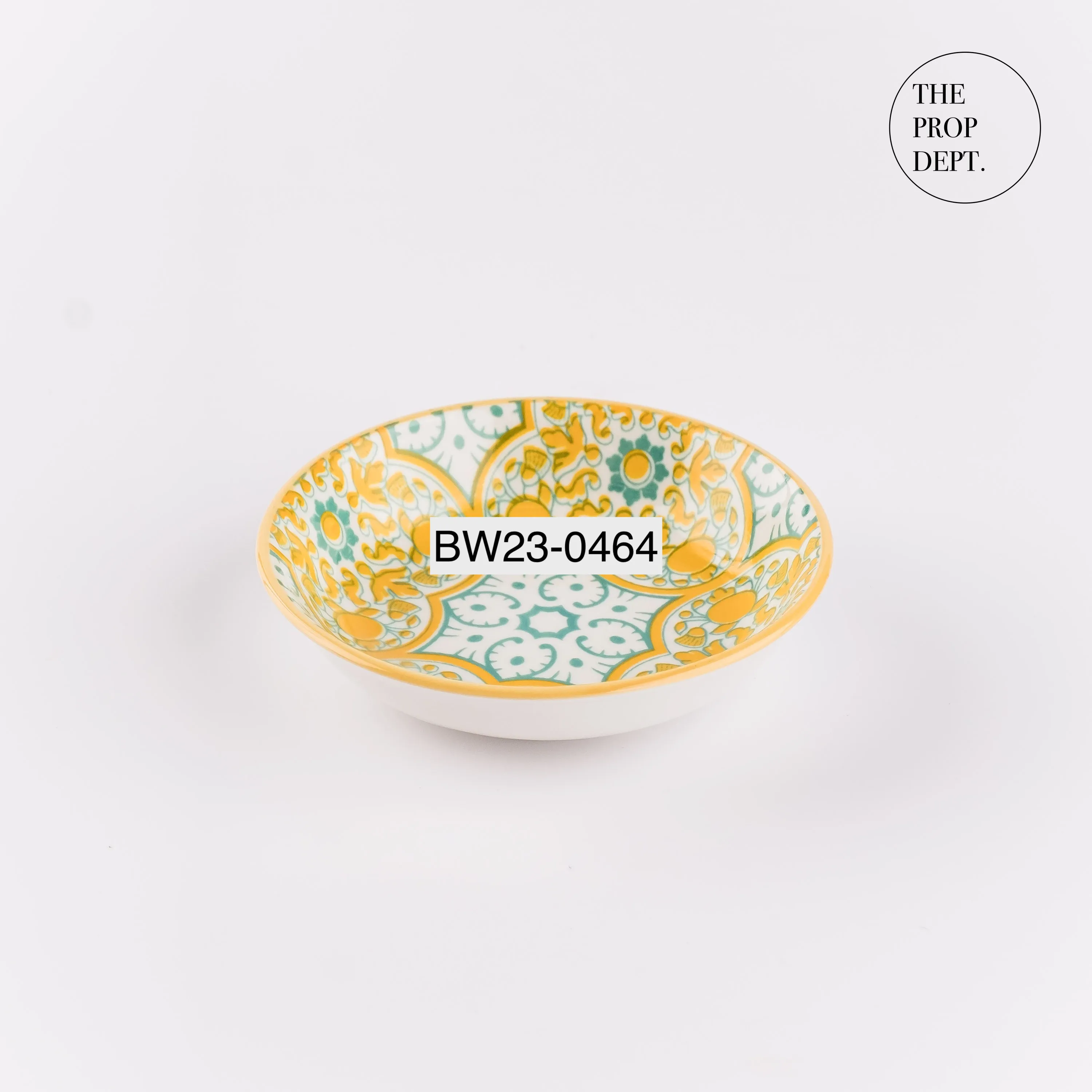 BW23-0464 - Yellow Blue Ceramic Bowl - 3.75" 0.75" (DH)