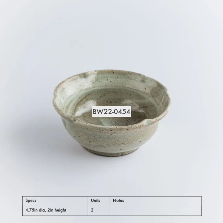 BW22-0454 - Green White Stoneware Bowl - 4.75" 2" (DH)