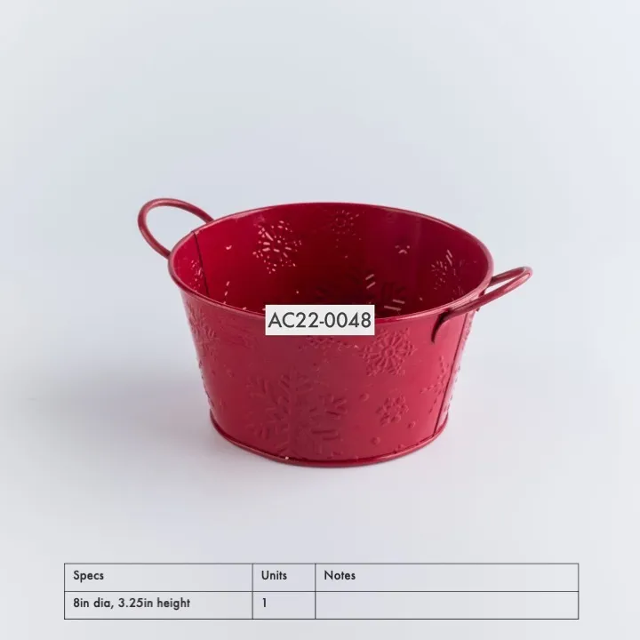 AC22-0048 - Red Metal Bucket - 8" 3.25" (DH)