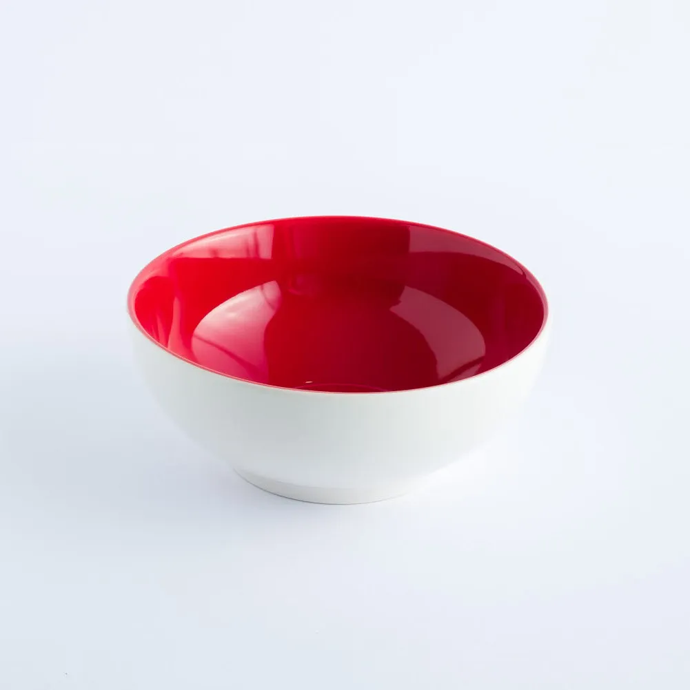 BW20-0153 - Red White Ceramic Bowl - 6.5" 2.75" (DH)