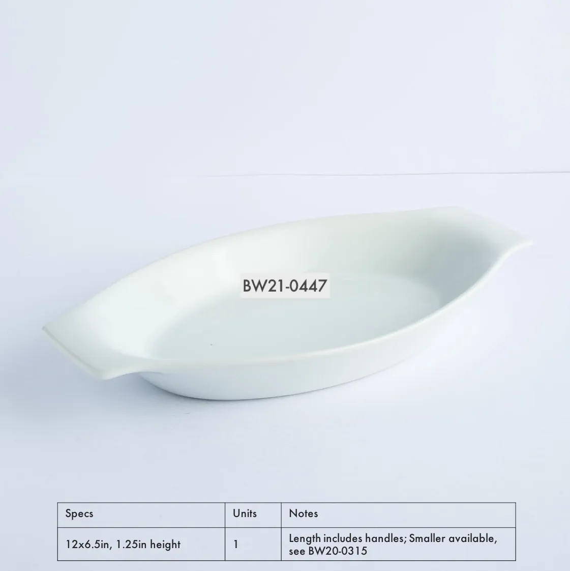 BW21-0447 - White Ceramic Ulam Bowl - 12" 6.5" 1.25" (LWH)