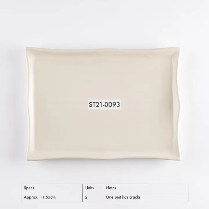 ST21-0093 - White Stoneware Plate - 11.5" 8" (LW)