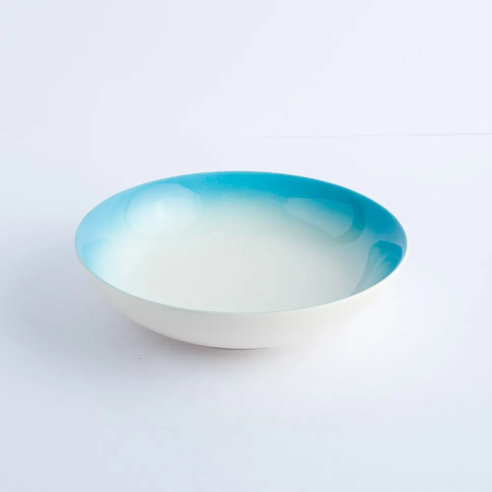 BW20-0280 - White Blue Ceramic Bowl - 8" 2" (DH)