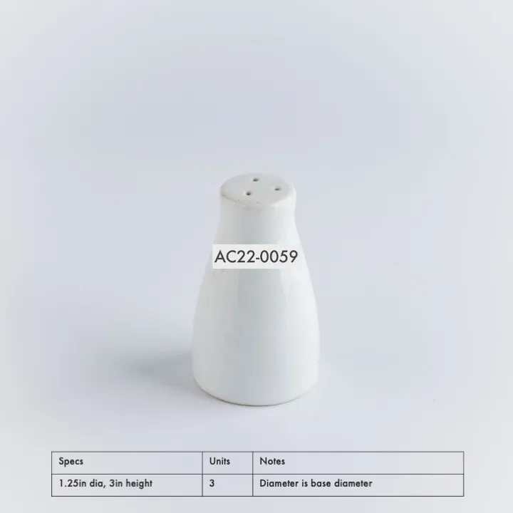 AC22-0059 - White Ceramic Salt and Pepper Shakers - 1.25" 3" (DH)