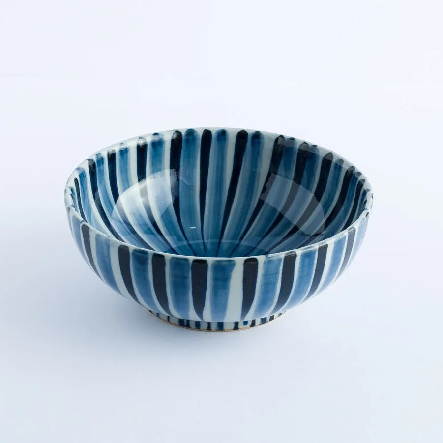 BW20-0076 - Blue White Ceramic Bowl - 7" 2.75" (DH)
