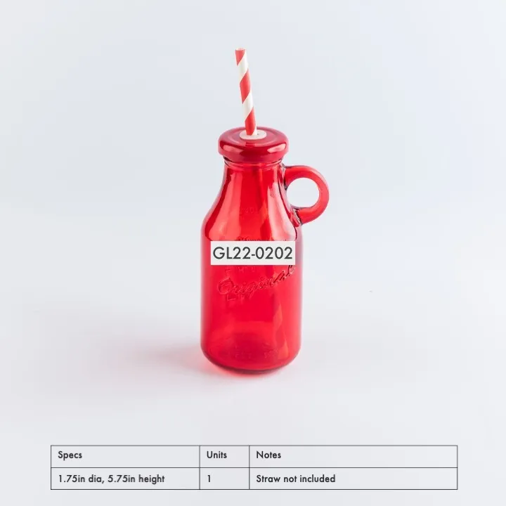 GL22-0202 - Red Glassware With Handle - 1.75" 5.75" (DH)